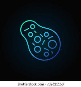 Bacteria vector blue icon or symbol in line style on dark background