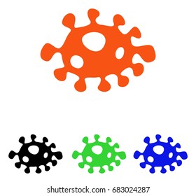 Bacteria vector icon. Illustration style is a flat iconic colored symbol with different color versions.