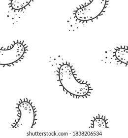 Bacteria vector icon  seamless pattern on a white background.