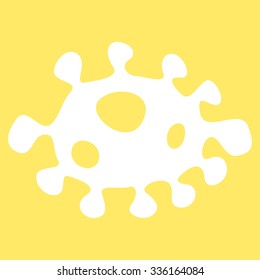 Bacteria vector icon. Style is flat symbol, white color, rounded angles, yellow background.