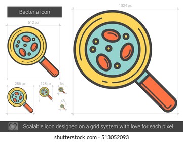 Bacteria vector line icon isolated on white background. Bacteria line icon for infographic, website or app. Scalable icon designed on a grid system.