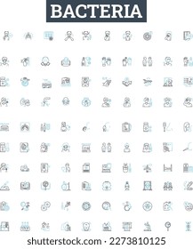 Bacteria vector line icons set. Bacterium, Microbe, Pathogen, Streptococcus, Salmonella, Ecoli, Staphylococcus illustration outline concept symbols and signs