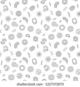 Bacteria vector simple seamless pattern or background in thin line style