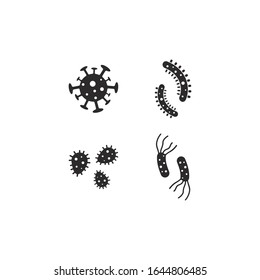 Icono del símbolo del vector de bacterias en diseño plano 