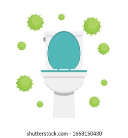 Bacteria vector. Virus vector. free space for text. Flush toilet.