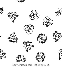 bacteria virus bacterium cell Vector Seamless Pattern Thin Line Illustration