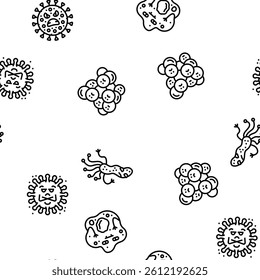 bacteria virus bacterium cell Vector Seamless Pattern Thin Line Illustration