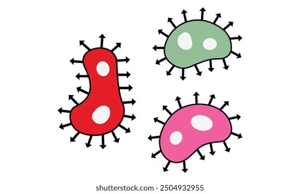 Bacteria Virus cartoon set designed in cute style cartoon illustration emoji like with various face expression.