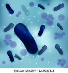 Bacteria virus or bacteria cell microorganism under a microscope. Uninitiated cellular infectious agent.