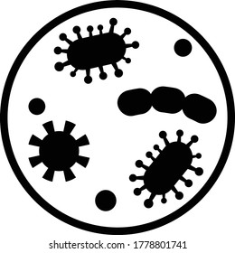 ícono plano del germen del virus de las bacterias