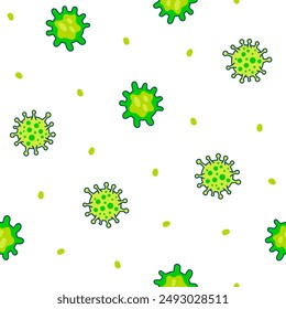 Bacteria, virus, germ, microbe and pathogen. Seamless pattern. Medical healthcare. Hand drawn style. Vector drawing. Design ornaments.
