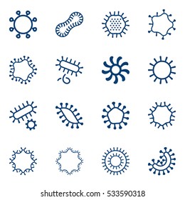 Bacteria, virus, germs icon set in thin line style. 