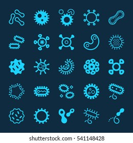 Bacteria, virus, germs icon set in thin line style. Simple Set of Bacteria Related Vector Icons for Your Design.