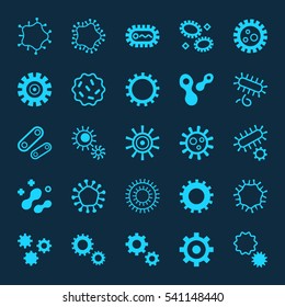 Bacteria, virus, germs icon set in thin line style. Simple Set of Bacteria Related Vector Icons for Your Design.