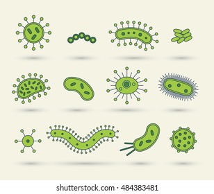 bacteria, virus, germs icon vector illustration set
