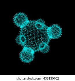 Bacteria. Virus. Graphic Design. 3D Vector Illustration. Connection Structure for Chemistry and Science.