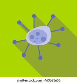 Bacteria or virus icon in flat style on a green background