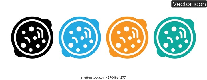 Conjunto de iconos de bacterias o virus en negro, azul, naranja, verde, icono de bacterias simple Vector de estilo plano de moda y sólido Ilustración vectorial aislada sobre fondo blanco. Para los App, logotipo, Sitios web, símbolo