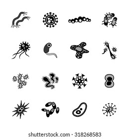 Bacteria, virus icons set