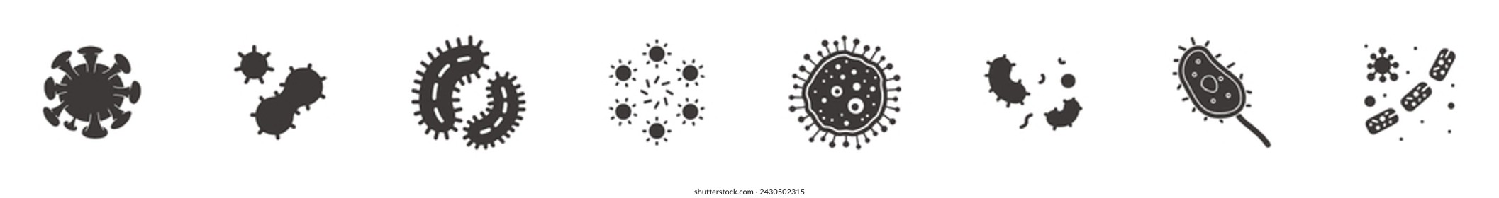 Bacteria virus icons set. Simple set of bacteria virus vector icons for web design on white background
