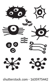 Bacteria and virus icons set. Vector Illustration. 