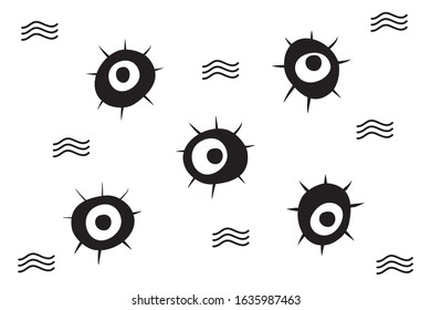 Bacteria and virus icons set. Vector Illustration. 