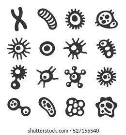 Bacteria and Virus Icons Set. Vector