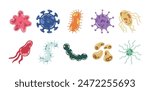 Bacteria and Virus Illustration Set