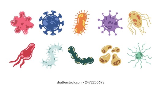 Bacteria and Virus Illustration Set