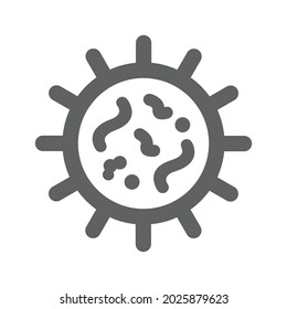 Bacterias, virus, ícono de microbio. Gráficos vectoriales grises.