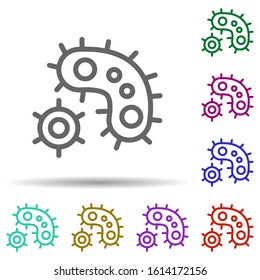 Bacteria, virus in multi color style icon. Simple thin line, outline vector of bioengineering icons for ui and ux, website or mobile application