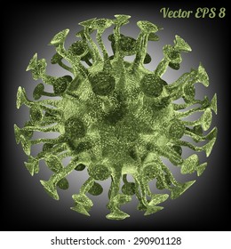 Representación del virus bacteriano en color verde, ilustración vectorial EPS 8.