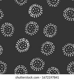 Bacteria or virus Seamless Pattern, Hand Drawn symbol background. Vector illustration.