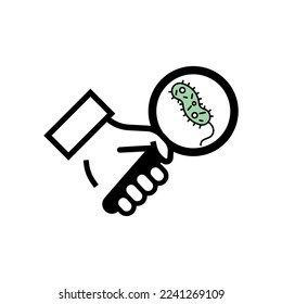 bacteria and virus under magnifying glass. viruses, infection germs and disease bacteria. vector.
