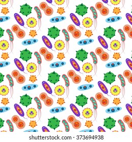 Bacteria virus vector seamless pattern.