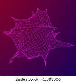 Bacteria virus wireframe mesh model,vector illustration microbe. Bacteria virus or germs microorganism cells under microscope.