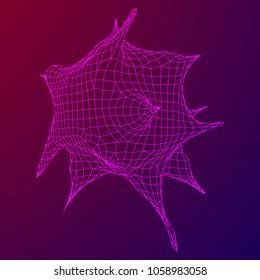 Bacteria virus wireframe mesh model,vector illustration microbe. Bacteria virus or germs microorganism cells under microscope.