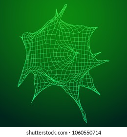 Bacteria virus wireframe mesh model,vector illustration microbe. Bacteria virus or germs microorganism cells under microscope.