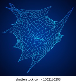 Bacteria virus wireframe mesh model,vector illustration microbe. Bacteria virus or germs microorganism cells under microscope.