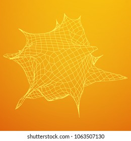Bacteria virus wireframe mesh model,vector illustration microbe. Bacteria virus or germs microorganism cells under microscope.