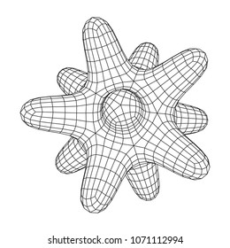 Bacteria virus wireframe mesh model,vector illustration microbe. Bacteria virus or germs microorganism cells under microscope.