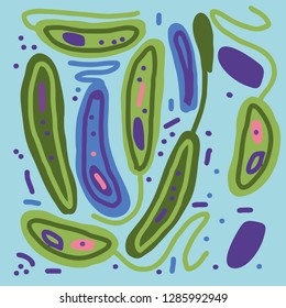 Bacteria and viruses. Flat vector bacteria, viruses, fungi. Vector cartoon style illustration