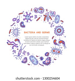 Bacteria Viruses Germs Vector Colorful Banner Stock Vector (Royalty ...