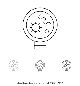 Bacteria, Viruses, Medical, Search Bold and thin black line icon set. Vector Icon Template background