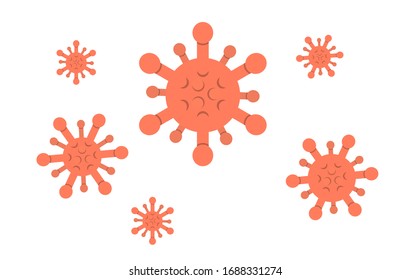 Bacteria or viruses on a white background. Vector, flat cartoon. Concept: epidemic, pandemic, virology, medicine, infection, treatment, prevention.