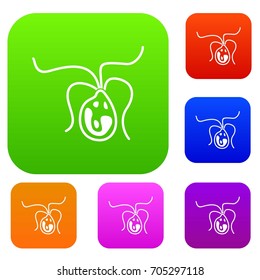 Bacterial cell set icon in different colors isolated vector illustration. Premium collection