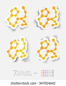 bacterial chain paper sticker with shadow. Vector illustration