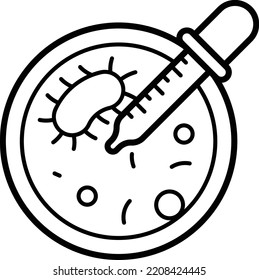 bacterial culture analysis vector line icon design, Biochemistry symbol, Biological processes Sign, bioscience and engineering stock illustration, cell culture dish Concept