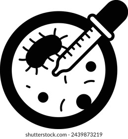 bacterial culture analysisvector outline design, Biochemistry symbol, Biological processes Sign, bioscience and engineering stock illustration, cell culture dish Concept