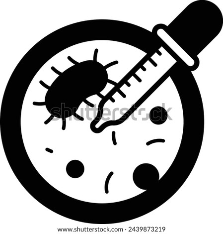 bacterial culture analysisvector outline design, Biochemistry symbol, Biological processes Sign, bioscience and engineering stock illustration, cell culture dish Concept